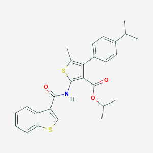 molecular formula C27H27NO3S2 B453167 Isopropyl 2-[(1-benzothien-3-ylcarbonyl)amino]-4-(4-isopropylphenyl)-5-methyl-3-thiophenecarboxylate 