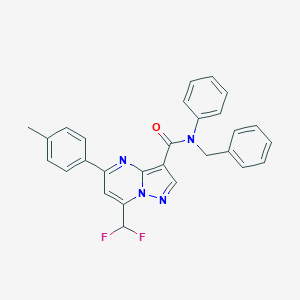 molecular formula C28H22F2N4O B453173 N-benzyl-7-(difluoromethyl)-5-(4-methylphenyl)-N-phenylpyrazolo[1,5-a]pyrimidine-3-carboxamide 