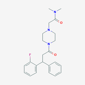 molecular formula C23H28FN3O2 B4531738 2-{4-[3-(2-fluorophenyl)-3-phenylpropanoyl]-1-piperazinyl}-N,N-dimethylacetamide 