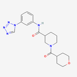 molecular formula C19H24N6O3 B4531748 1-(tetrahydro-2H-pyran-4-ylcarbonyl)-N-[3-(1H-tetrazol-1-yl)phenyl]-3-piperidinecarboxamide 