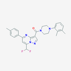 molecular formula C27H27F2N5O B453176 7-(Difluoromethyl)-3-{[4-(2,3-dimethylphenyl)-1-piperazinyl]carbonyl}-5-(4-methylphenyl)pyrazolo[1,5-a]pyrimidine 