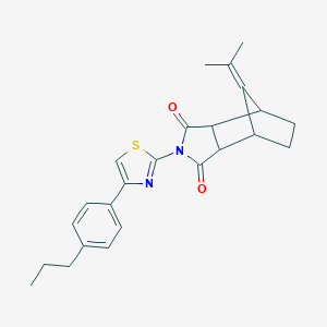 molecular formula C24H26N2O2S B453181 8-(propan-2-ylidene)-2-[4-(4-propylphenyl)-1,3-thiazol-2-yl]hexahydro-1H-4,7-methanoisoindole-1,3(2H)-dione 