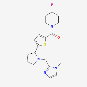 molecular formula C19H25FN4OS B4531838 4-fluoro-1-[(5-{1-[(1-methyl-1H-imidazol-2-yl)methyl]-2-pyrrolidinyl}-2-thienyl)carbonyl]piperidine 