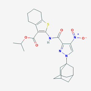 molecular formula C26H32N4O5S B453184 isopropyl 2-[({1-(1-adamantyl)-4-nitro-1H-pyrazol-3-yl}carbonyl)amino]-4,5,6,7-tetrahydro-1-benzothiophene-3-carboxylate 
