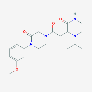 molecular formula C20H28N4O4 B4531883 4-[(1-isopropyl-3-oxo-2-piperazinyl)acetyl]-1-(3-methoxyphenyl)-2-piperazinone 