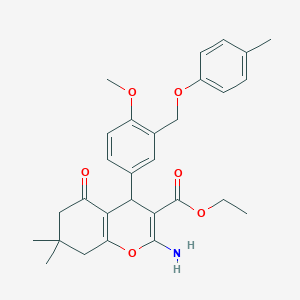 ethyl 2-amino-4-{4-methoxy-3-[(4-methylphenoxy)methyl]phenyl}-7,7-dimethyl-5-oxo-5,6,7,8-tetrahydro-4H-chromene-3-carboxylate