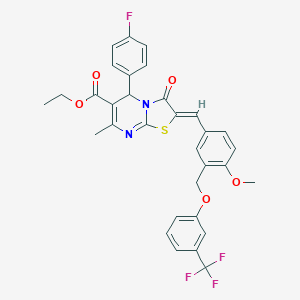 ethyl (2Z)-5-(4-fluorophenyl)-2-(4-methoxy-3-{[3-(trifluoromethyl)phenoxy]methyl}benzylidene)-7-methyl-3-oxo-2,3-dihydro-5H-[1,3]thiazolo[3,2-a]pyrimidine-6-carboxylate
