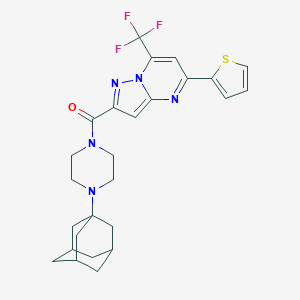molecular formula C26H28F3N5OS B453197 2-{[4-(1-Adamantyl)-1-piperazinyl]carbonyl}-5-(2-thienyl)-7-(trifluoromethyl)pyrazolo[1,5-a]pyrimidine 