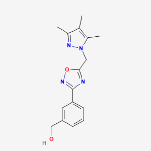 molecular formula C16H18N4O2 B4531986 (3-{5-[(3,4,5-trimethyl-1H-pyrazol-1-yl)methyl]-1,2,4-oxadiazol-3-yl}phenyl)methanol 