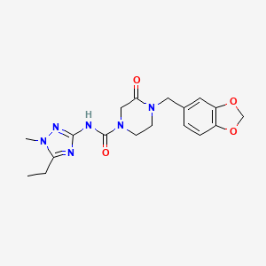 4-(1,3-benzodioxol-5-ylmethyl)-N-(5-ethyl-1-methyl-1H-1,2,4-triazol-3-yl)-3-oxopiperazine-1-carboxamide