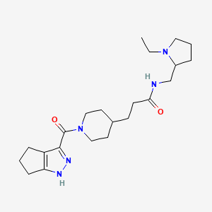 molecular formula C22H35N5O2 B4532023 N-[(1-ethyl-2-pyrrolidinyl)methyl]-3-[1-(1,4,5,6-tetrahydrocyclopenta[c]pyrazol-3-ylcarbonyl)-4-piperidinyl]propanamide 