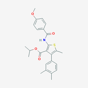 molecular formula C25H27NO4S B453204 Isopropyl 4-(3,4-dimethylphenyl)-2-[(4-methoxybenzoyl)amino]-5-methyl-3-thiophenecarboxylate 