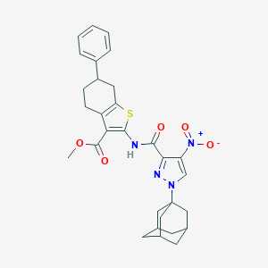 molecular formula C30H32N4O5S B453205 methyl 2-[({1-(1-adamantyl)-4-nitro-1H-pyrazol-3-yl}carbonyl)amino]-6-phenyl-4,5,6,7-tetrahydro-1-benzothiophene-3-carboxylate 