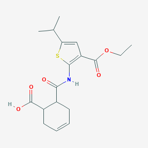 molecular formula C18H23NO5S B453208 6-({[3-(Ethoxycarbonyl)-5-isopropyl-2-thienyl]amino}carbonyl)-3-cyclohexene-1-carboxylic acid 