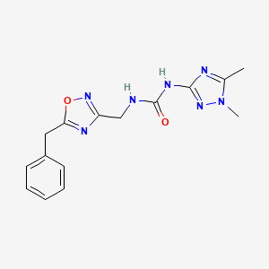 molecular formula C15H17N7O2 B4532182 N-[(5-benzyl-1,2,4-oxadiazol-3-yl)methyl]-N'-(1,5-dimethyl-1H-1,2,4-triazol-3-yl)urea 