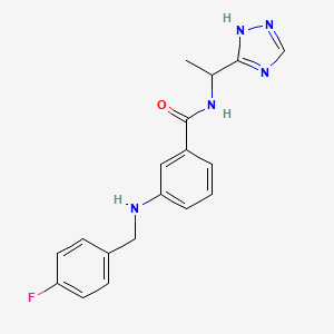 3-[(4-fluorobenzyl)amino]-N-[1-(1H-1,2,4-triazol-5-yl)ethyl]benzamide