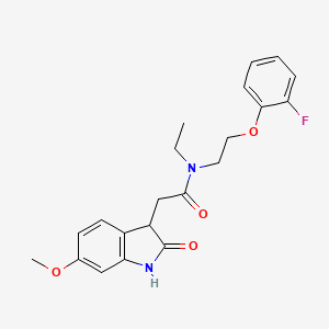 molecular formula C21H23FN2O4 B4532217 N-ethyl-N-[2-(2-fluorophenoxy)ethyl]-2-(6-methoxy-2-oxo-2,3-dihydro-1H-indol-3-yl)acetamide 