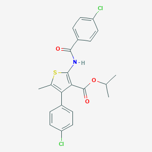 molecular formula C22H19Cl2NO3S B453225 Isopropyl 2-[(4-chlorobenzoyl)amino]-4-(4-chlorophenyl)-5-methyl-3-thiophenecarboxylate 