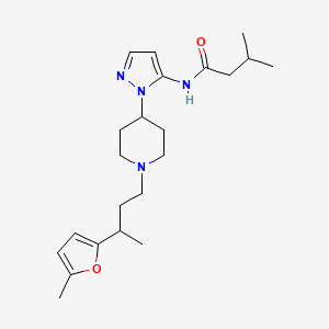 molecular formula C22H34N4O2 B4532254 3-methyl-N-(1-{1-[3-(5-methyl-2-furyl)butyl]-4-piperidinyl}-1H-pyrazol-5-yl)butanamide 