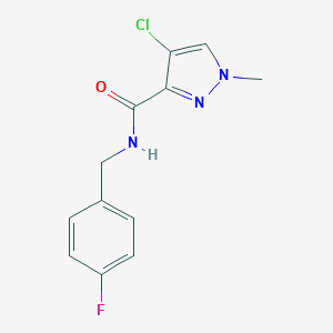 molecular formula C12H11ClFN3O B453229 4-chloro-N-(4-fluorobenzyl)-1-methyl-1H-pyrazole-3-carboxamide 