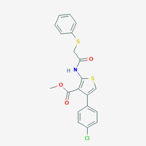 molecular formula C20H16ClNO3S2 B453230 Methyl 4-(4-chlorophenyl)-2-{[(phenylsulfanyl)acetyl]amino}-3-thiophenecarboxylate 