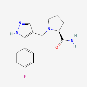 molecular formula C15H17FN4O B4532333 (2S)-1-{[3-(4-fluorophenyl)-1H-pyrazol-4-yl]methyl}pyrrolidine-2-carboxamide 