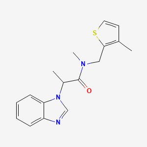 molecular formula C17H19N3OS B4532336 2-(1H-benzimidazol-1-yl)-N-methyl-N-[(3-methyl-2-thienyl)methyl]propanamide 