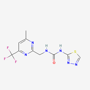 molecular formula C10H9F3N6OS B4532352 N-{[4-methyl-6-(trifluoromethyl)pyrimidin-2-yl]methyl}-N'-1,3,4-thiadiazol-2-ylurea 