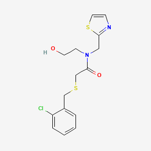molecular formula C15H17ClN2O2S2 B4532424 2-[(2-chlorobenzyl)thio]-N-(2-hydroxyethyl)-N-(1,3-thiazol-2-ylmethyl)acetamide 