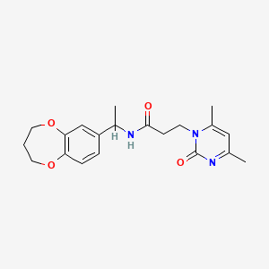molecular formula C20H25N3O4 B4532426 N-[1-(3,4-dihydro-2H-1,5-benzodioxepin-7-yl)ethyl]-3-(4,6-dimethyl-2-oxopyrimidin-1(2H)-yl)propanamide 