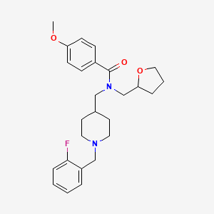 molecular formula C26H33FN2O3 B4532443 N-{[1-(2-fluorobenzyl)-4-piperidinyl]methyl}-4-methoxy-N-(tetrahydro-2-furanylmethyl)benzamide 