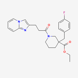 molecular formula C25H28FN3O3 B4532459 ethyl 3-(4-fluorobenzyl)-1-(3-imidazo[1,2-a]pyridin-2-ylpropanoyl)-3-piperidinecarboxylate 