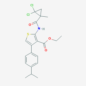 molecular formula C21H23Cl2NO3S B453246 Ethyl 2-{[(2,2-dichloro-1-methylcyclopropyl)carbonyl]amino}-4-(4-isopropylphenyl)-3-thiophenecarboxylate 