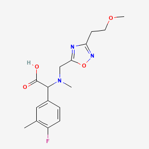 molecular formula C16H20FN3O4 B4532477 (4-fluoro-3-methylphenyl)[{[3-(2-methoxyethyl)-1,2,4-oxadiazol-5-yl]methyl}(methyl)amino]acetic acid 