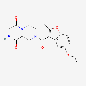 molecular formula C19H21N3O5 B4532490 8-[(5-ethoxy-2-methyl-1-benzofuran-3-yl)carbonyl]tetrahydro-2H-pyrazino[1,2-a]pyrazine-1,4(3H,6H)-dione 
