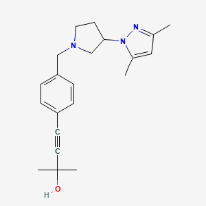 molecular formula C21H27N3O B4532503 4-(4-{[3-(3,5-dimethyl-1H-pyrazol-1-yl)pyrrolidin-1-yl]methyl}phenyl)-2-methylbut-3-yn-2-ol 