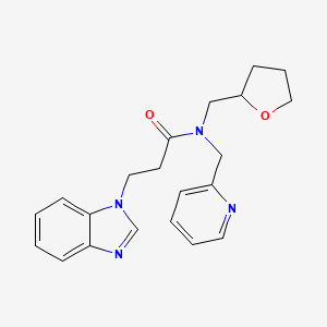 molecular formula C21H24N4O2 B4532539 3-(1H-benzimidazol-1-yl)-N-(pyridin-2-ylmethyl)-N-(tetrahydrofuran-2-ylmethyl)propanamide 