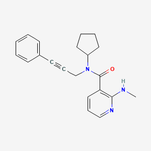 molecular formula C21H23N3O B4532556 N-cyclopentyl-2-(methylamino)-N-(3-phenylprop-2-yn-1-yl)nicotinamide 