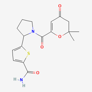 molecular formula C17H20N2O4S B4532582 5-{1-[(2,2-dimethyl-4-oxo-3,4-dihydro-2H-pyran-6-yl)carbonyl]-2-pyrrolidinyl}-2-thiophenecarboxamide 