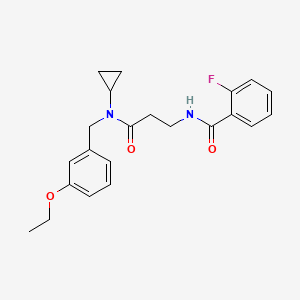 molecular formula C22H25FN2O3 B4532595 N-{3-[cyclopropyl(3-ethoxybenzyl)amino]-3-oxopropyl}-2-fluorobenzamide 
