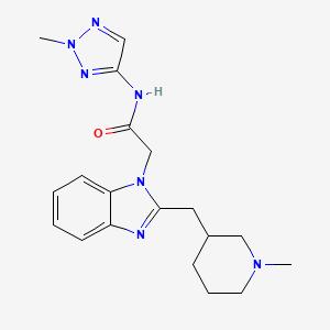 molecular formula C19H25N7O B4532607 2-{2-[(1-methyl-3-piperidinyl)methyl]-1H-benzimidazol-1-yl}-N-(2-methyl-2H-1,2,3-triazol-4-yl)acetamide 