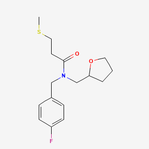 molecular formula C16H22FNO2S B4532630 N-(4-fluorobenzyl)-3-(methylthio)-N-(tetrahydrofuran-2-ylmethyl)propanamide 