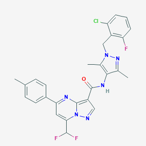 molecular formula C27H22ClF3N6O B453267 N-[1-(2-chloro-6-fluorobenzyl)-3,5-dimethyl-1H-pyrazol-4-yl]-7-(difluoromethyl)-5-(4-methylphenyl)pyrazolo[1,5-a]pyrimidine-3-carboxamide 