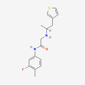molecular formula C16H19FN2OS B4532674 N-(3-fluoro-4-methylphenyl)-2-{[1-methyl-2-(3-thienyl)ethyl]amino}acetamide 