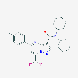 molecular formula C27H32F2N4O B453268 N,N-dicyclohexyl-7-(difluoromethyl)-5-(4-methylphenyl)pyrazolo[1,5-a]pyrimidine-3-carboxamide 