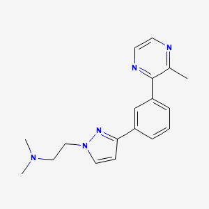 molecular formula C18H21N5 B4532690 N,N-dimethyl-2-{3-[3-(3-methyl-2-pyrazinyl)phenyl]-1H-pyrazol-1-yl}ethanamine 