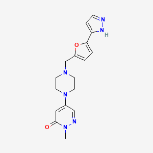 molecular formula C17H20N6O2 B4532703 2-甲基-5-(4-{[5-(1H-吡唑-5-基)-2-呋喃基]甲基}-1-哌嗪基)-3(2H)-哒嗪酮 