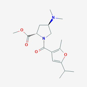 molecular formula C17H26N2O4 B4532747 methyl (2S,4R)-4-(dimethylamino)-1-(5-isopropyl-2-methyl-3-furoyl)pyrrolidine-2-carboxylate 