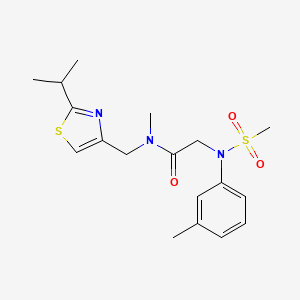 molecular formula C18H25N3O3S2 B4532752 N-[(2-isopropyl-1,3-thiazol-4-yl)methyl]-N-methyl-2-[(3-methylphenyl)(methylsulfonyl)amino]acetamide 