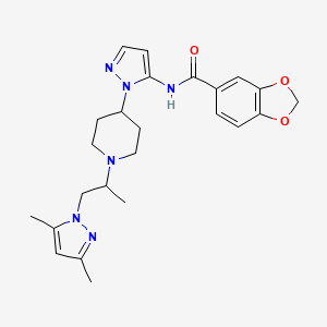 molecular formula C24H30N6O3 B4532786 N-(1-{1-[2-(3,5-dimethyl-1H-pyrazol-1-yl)-1-methylethyl]-4-piperidinyl}-1H-pyrazol-5-yl)-1,3-benzodioxole-5-carboxamide 